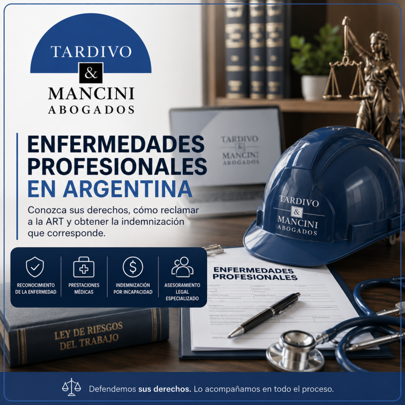 Enfermedades profesionales en Argentina: trabajador, médico laboral y asesoramiento jurídico sobre reclamos ante la ART e indemnización.