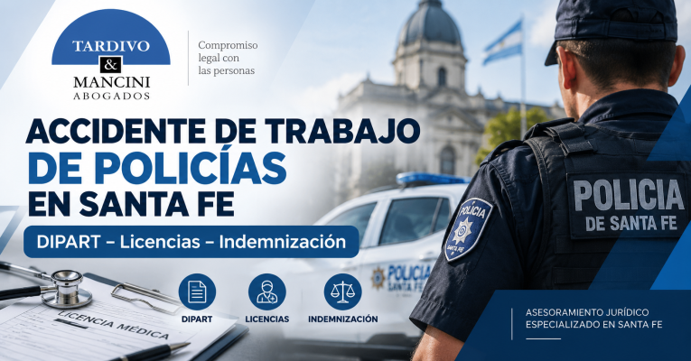 Accidente de trabajo de policías en Santa Fe reclamo DIPART licencias e indemnización
